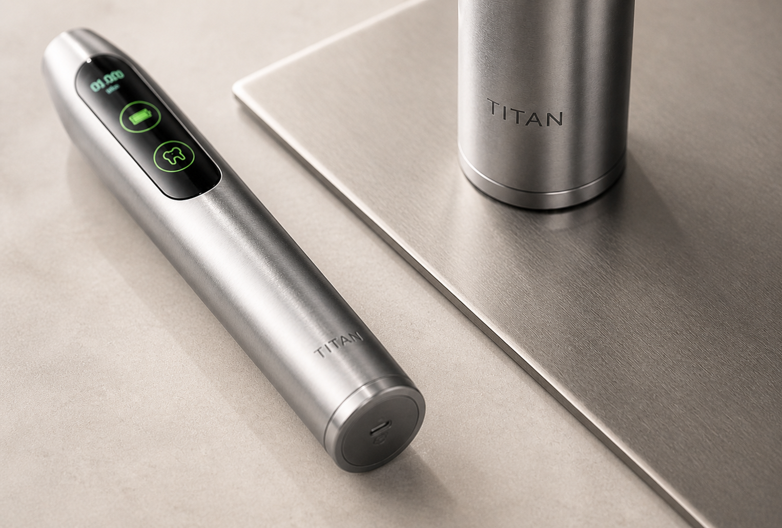 Close crop of the Titan toothbrush neck seam and collar